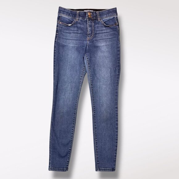 Vylette High Rise Skinny Jeans Dark Wash Stretch Double Button Ankle Size 28 - Picture 1 of 11